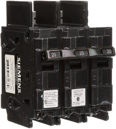 Miniature Circuit Breaker, BQH Series, 20A, 3 Pole, 240V AC, 22kA at 240V AC - BQ3B020H