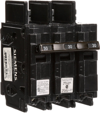 Miniature Circuit Breaker, BQH Series, 30A, 3 Pole, 240V AC, 22kA at 240V AC - BQ3B030H