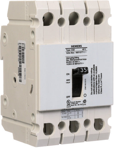 MOLDED CASE CIRCUIT BREAKER 240/480V-AC 3P 35A AMP - CQD335