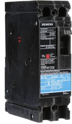 Breaker, Molded Case, Ed 2P 25A 480VAC 18KA Load Lug - ED42B025