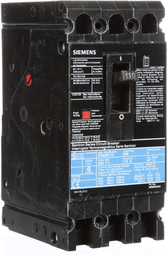 Breaker, Molded Case, Ed 3P 110A 600V 18KA Load Lug - ED63B110