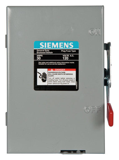 Fusible Safety Switch, General Duty, 120V AC, 1PST, 30 A, NEMA 1 - LF111N