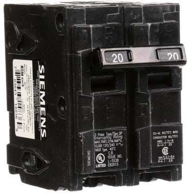 Circuit Breaker, QP Series, 20A, 2 Pole, 120/240V AC, 10kA - Q220U