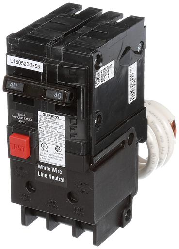 Siemens Industry Inc Breaker Qe Gfci 30Ma 2P 240V 40A 10Ka - QE240