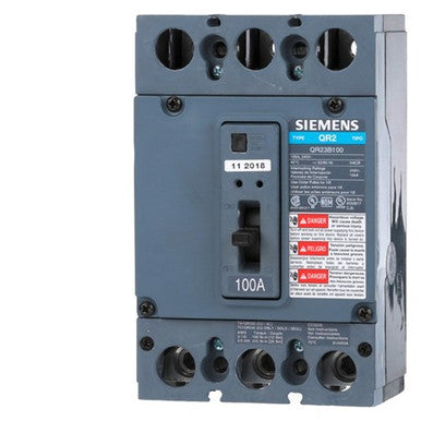 Siemens Industry Inc Breaker Qr 3P 100A 240V 10Ka - QR23B100