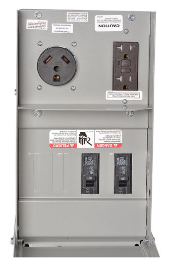 Temporary GFCI Outlet Panel, 50 A,120/240V AC, 1 Phase, NEMA 3R, 3 Outlets, Surface Mount, Gray - TL37US