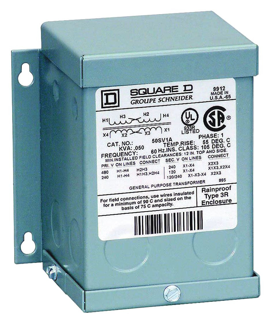 Transformer, Dry Type, 0.25KVA, 1 Phase, 600V Primary, 120/240V Secondary - 250SV51B