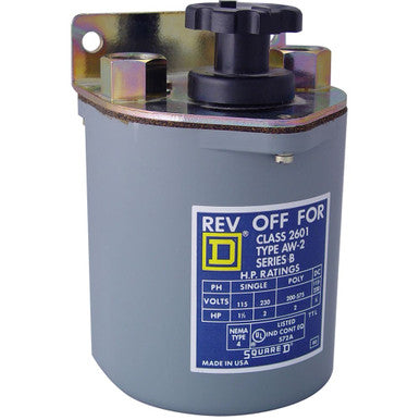 Reversing Drum Switch, 3 Pole, 600 VAC 250 VDC, 7.5HP, Nema 4, 2601 Series - 2601BW1