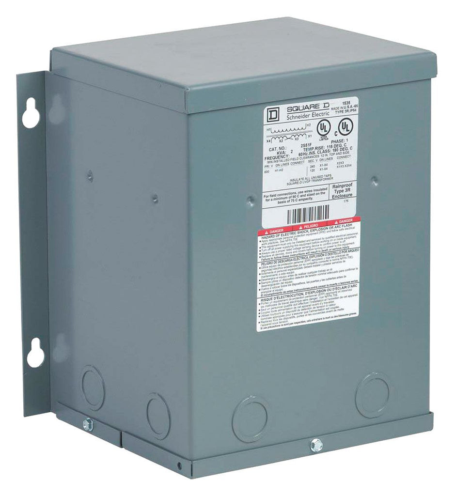 General Purpose Transformer, 2 kVA, NEMA 3R, 120/240V AC, 600V AC - 2S51F
