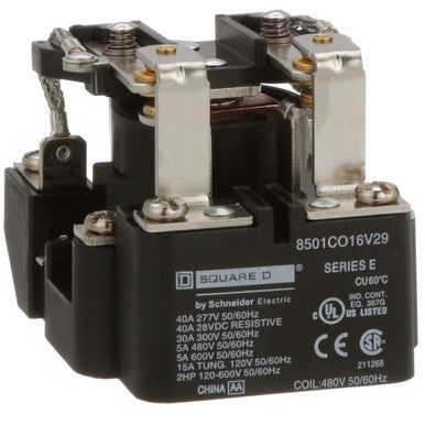Power Relay, 8 Pin, 480 VAC, DPDT, Panel Mount, 5A, 600 VAC, Screw, 8501C Series - 8501CO16V29