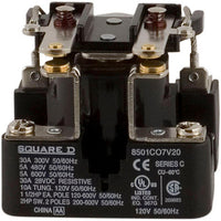 Power Relay; 6 Pin; 120 VAC; DPST-NO; PanelMount; 5A; 600 VAC; Screw; 8501C Series - 8501CO7V20