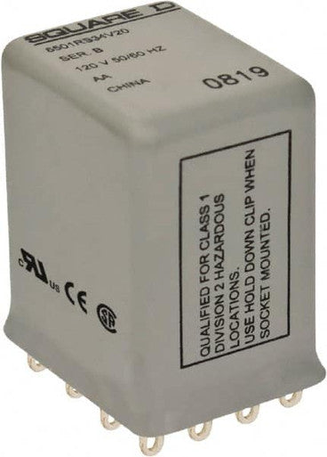 Power Relay; 14 Pin; 24 VDC; 4PDT; Socket Mount; 3A; 300VAC; QC Tabs; 8501R Series - 8501RSD24V53