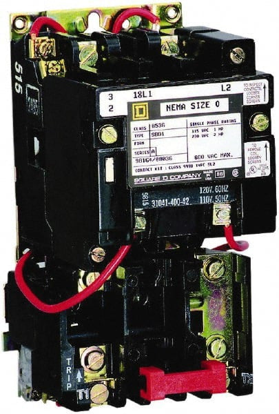 Magnetic Motor Starter, Non-Reversing, No Auxiliary Contacts, 240V AC, 2 P, Screw Clamp - 8536SBO1V03