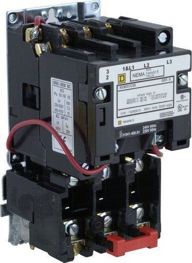 Motor Starter, Non-Reversing, No Auxiliary Contacts, 220V-240V AC, 2 P, Screw Clamp - 8536SDO6V03