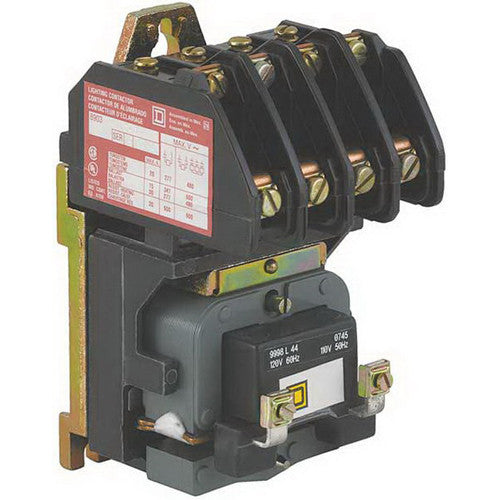 8903LX Mechanically Held Lighting Contactor, 8 P, 8 No, 30 A, 600 V, 110/120 V - 8903LXG80V02CR6