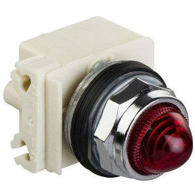 Pilot light, Harmony 9001K, metal, polycarbonate, domed, red, 30mm, LED red, 220.240V - 9001KP7LRR9