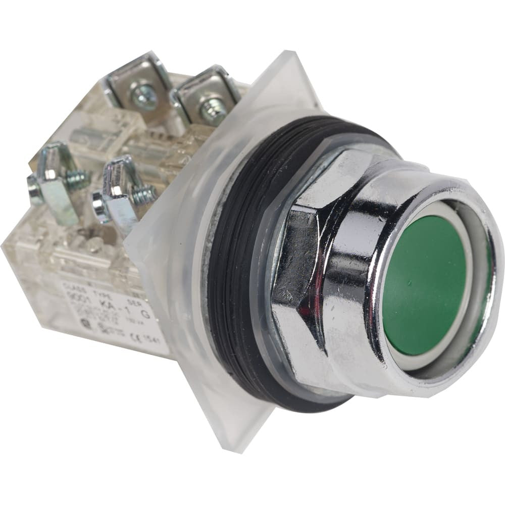Push-button, Harmony 9001K, Metal, Recessed, Green, 30MM, Spring Return - 9001KR2GH13Y238