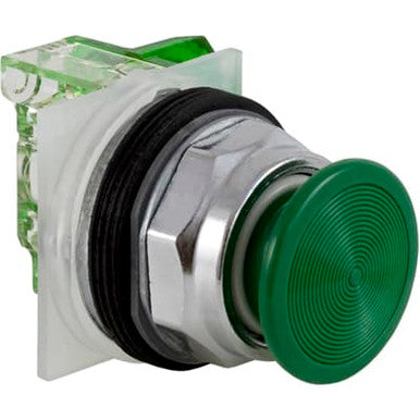 Pushbutton, Non-Illum'd Green Mush, Momentary, 1NO, 30mm, 10A, 600V, NEMA 4/13 - 9001KR4GH5