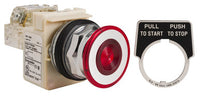 Pushbutton, Illuminated Red Mush, Maintained (Push/Pull), 1NO-1NC, 30mm, 10A, 600V - 9001KR9P1RH13