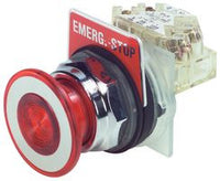 Pushbutton, Non-Illuminated, Red Maintained (Push/Pull), 1NO-1NC, 30mm, 10A, 600V - 9001KR9RH13