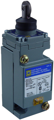 Heavy Duty Limit Switch, Plunger, Roller, 2NC/2NO, 10A at 600V AC, Actuator Location: Top - 9007C62D