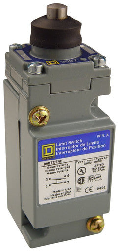 Heavy Duty Limit Switch, Plunger, 2NC/2NO, 10A at 600V AC, Actuator Location: Top - 9007C62E