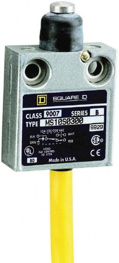 Switch Limit N.O./N.C. SPDT Top Plunger Shoulder Mount 6A 240VAC 28VDC 22.24N Linear Cable - 9007MS10S0110