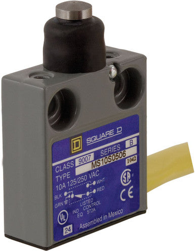 Switch Limit N.O./N.C. SPDT Top Plunger Cable 6A 240VAC 28VDC 22.24N Linear Shoulder Mount - 9007MS10S0506