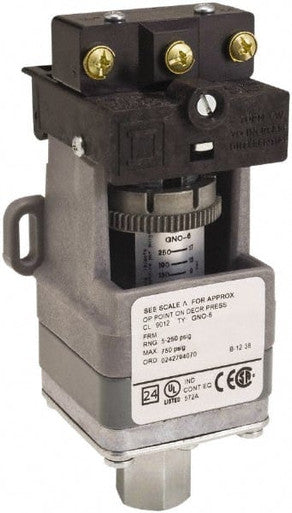 Pressure Switch, Standard, SPDT, 5 to 250 psi, 1/4-18' FNPT, 5 to 250 psi Range - 9012GNO6