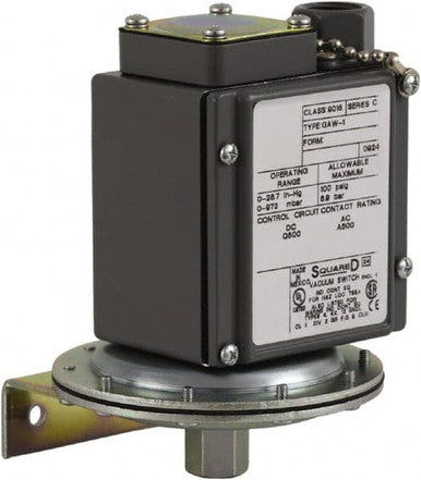 Pressure Switch, 0 to 28.7 in Hg, Adj Scale, G1/4, 2 Thresholds, 9016G Series - 9016GAW1