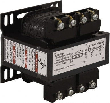 Transformer 75VA 120/240VAC Primary 24VAC Secondary Panel Mount 9070 Series - 9070T75D23