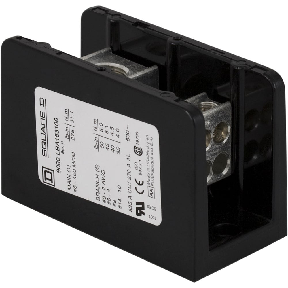 Power Distribution Block, 1 Pole, 380 A Copper, 600 V AC/DC, Surface Mount - 9080LBC163106