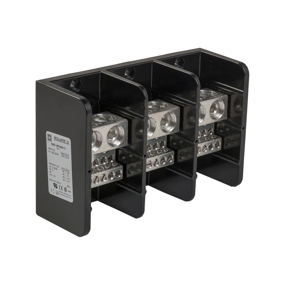 Power Distribution Block, 3 Pole, 760 A Copper, 600 V AC/DC, Surface Mount - 9080LBC365212