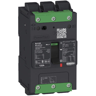 Molded Case Circuit Breaker, POWERPACT B Series, 15A, 3 Pole, 347/600V AC, 65kA at 240V AC, B Curve - BGL36015