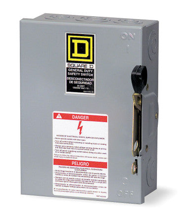 Fusible, Safety Switch, General Duty, 240 V, 2PST, NEMA 1 - D211N