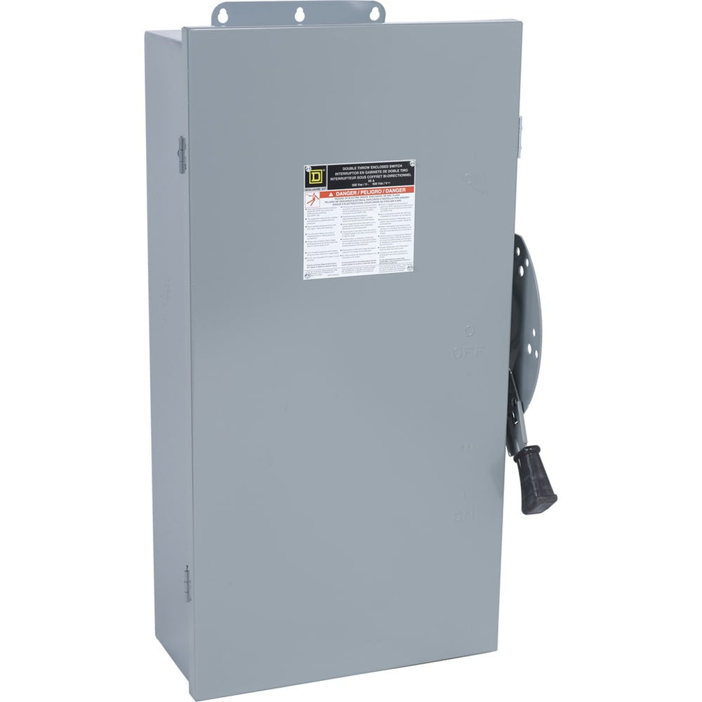 Safety switch, double throw, non fusible, 60A, 600V, 6 pole, 60hp, NEMA 12, no knock outs - DTU662AWK