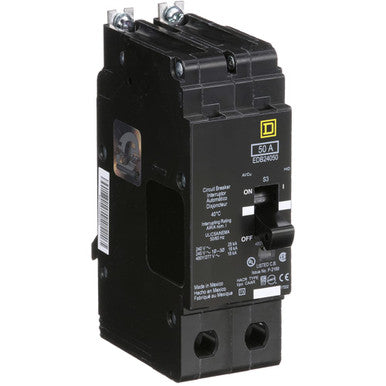 Miniature Circuit Breaker, E FRAME Series, 50A, 2 Pole, 277/480V AC, 25kA at 120V AC - EDB24050
