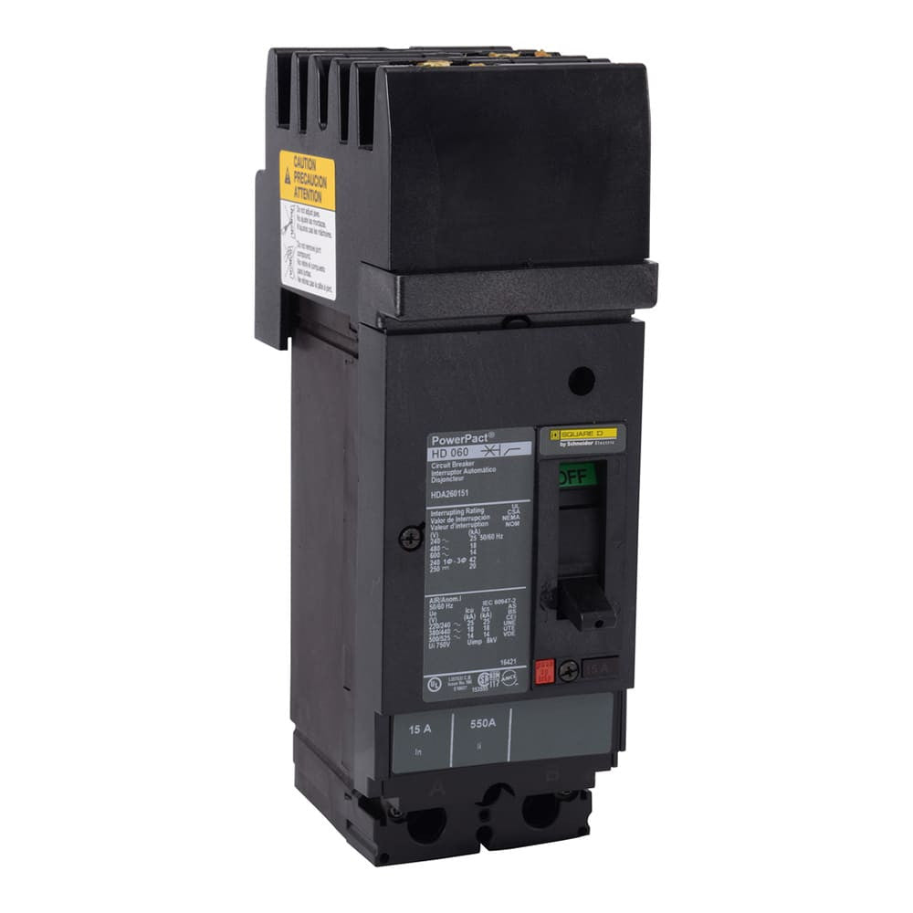 Molded Case Circuit Breaker, POWERPACT H Series, 125A, 2 Pole, 600V AC, 25kA at 240V AC - HDA261254