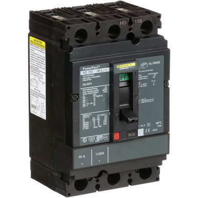 Circuit Breaker, Molded Case, H-Frame, 3-Pole 70A, 600VAC/250VDC, Line/Load: Lug - HDL36070