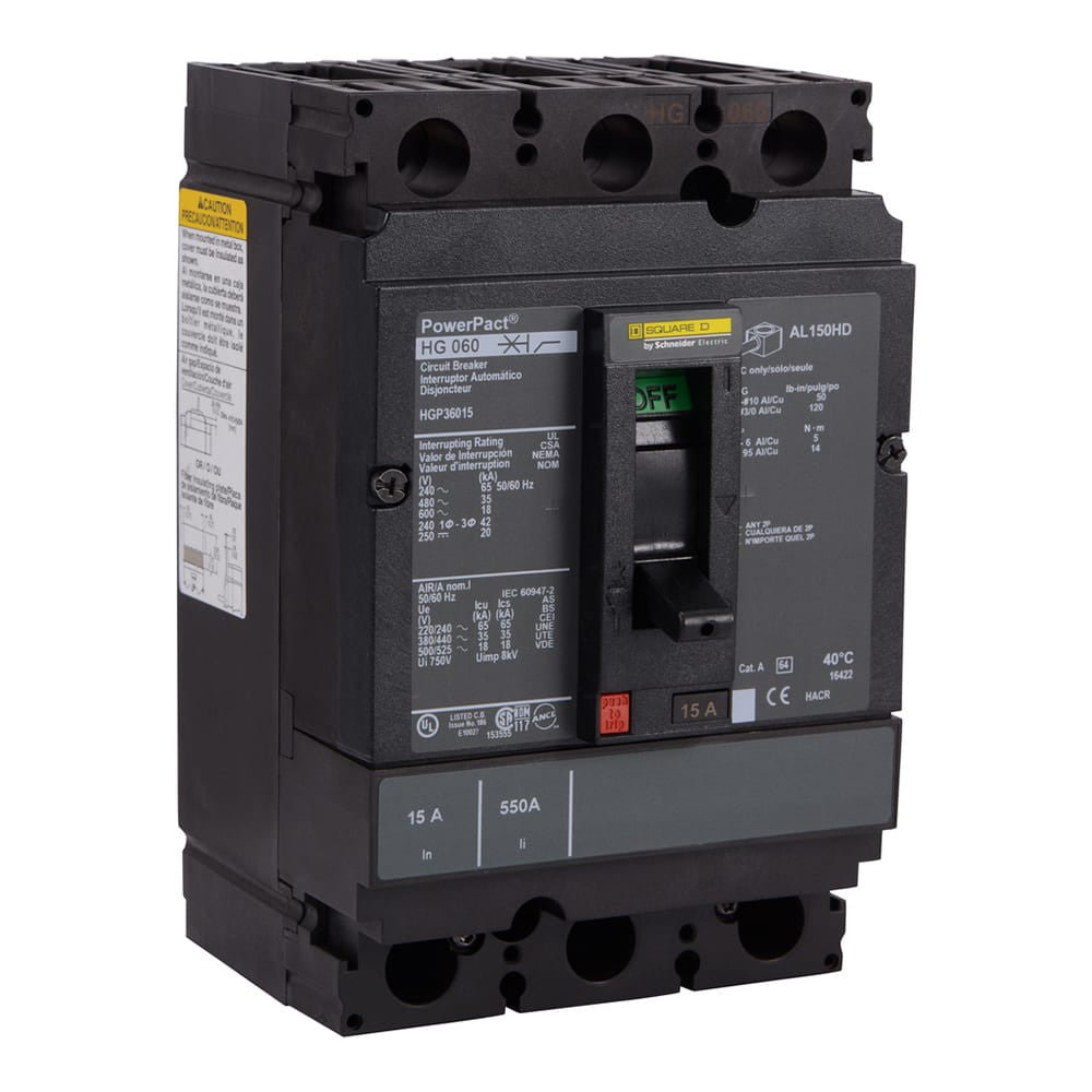 Molded Case Circuit Breaker, POWERPACT H Series, 30A, 3 Pole, 600V AC, 65kA at 240V AC - HGP36030