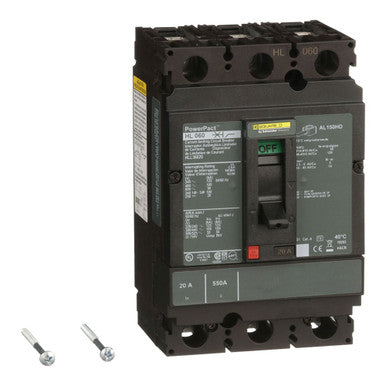 Molded Case Circuit Breaker, POWERPACT H Series, 20A, 3 Pole, 600V AC, 125kA at 240V AC - HLL36020