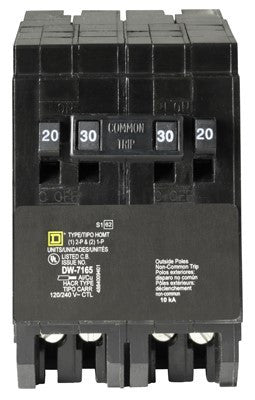 Homeline 20A/20A/30A Double-Pole Standard Trip Quad Tandem Circuit Breaker - HOMT2020230CP