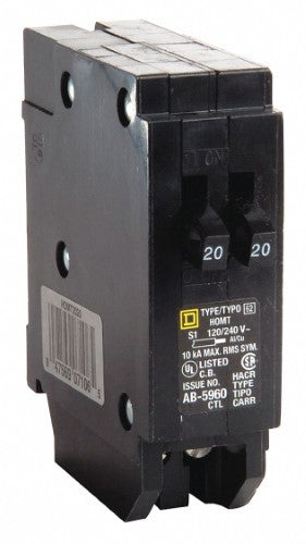 Miniature Circuit Breaker, HOMELINE Series, 20A, 1 Pole, 120V AC, 10kA at 120V AC - HOMT2020