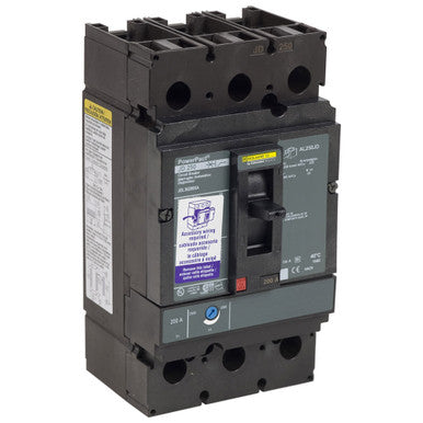 Molded Case Circuit Breaker, POWERPACT J Series, 225A, 3 Pole, 600V AC, 25kA at 240V AC - JDL36225C