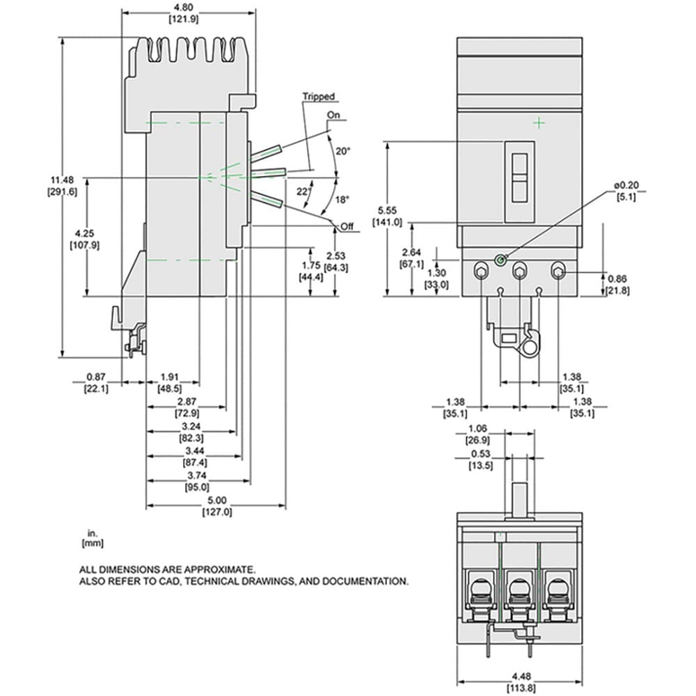 Molded Case Circuit Breaker, POWERPACT J Series, 175A, 2 Pole, 600V AC, 65kA at 240V AC - JGA261751