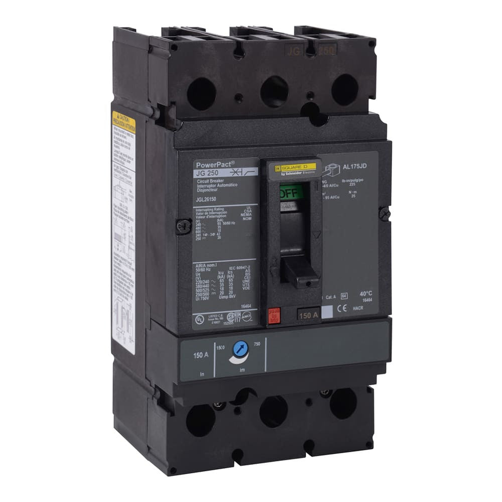 Molded Case Circuit Breaker, POWERPACT J Series, 225A, 2 Pole, 600V AC, 65kA at 240V AC - JGL26225