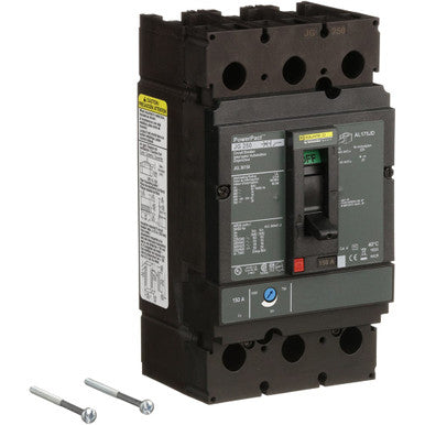 Molded Case Circuit Breaker, POWERPACT J Series, 150A, 3 Pole, 600V AC, 65kA at 240V AC - JGL36150