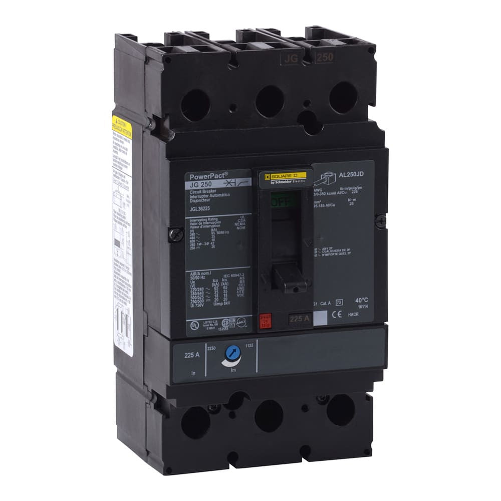 Molded Case Circuit Breaker, POWERPACT J Series, 200A, 3 Pole, 600V AC, 65kA at 240V AC - JGL36200C