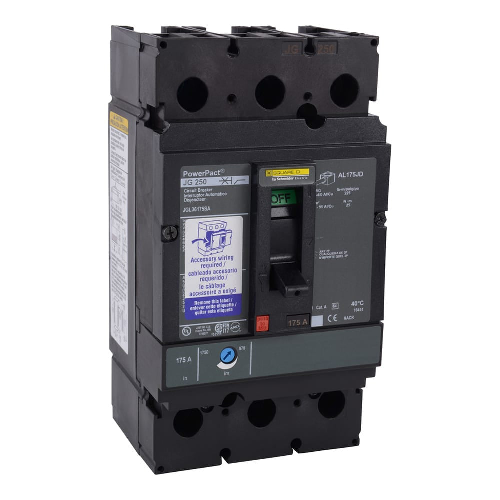 Molded Case Circuit Breaker, POWERPACT J Series, 200A, 3 Pole, 600V AC, 65kA at 240V AC - JGL36200SA