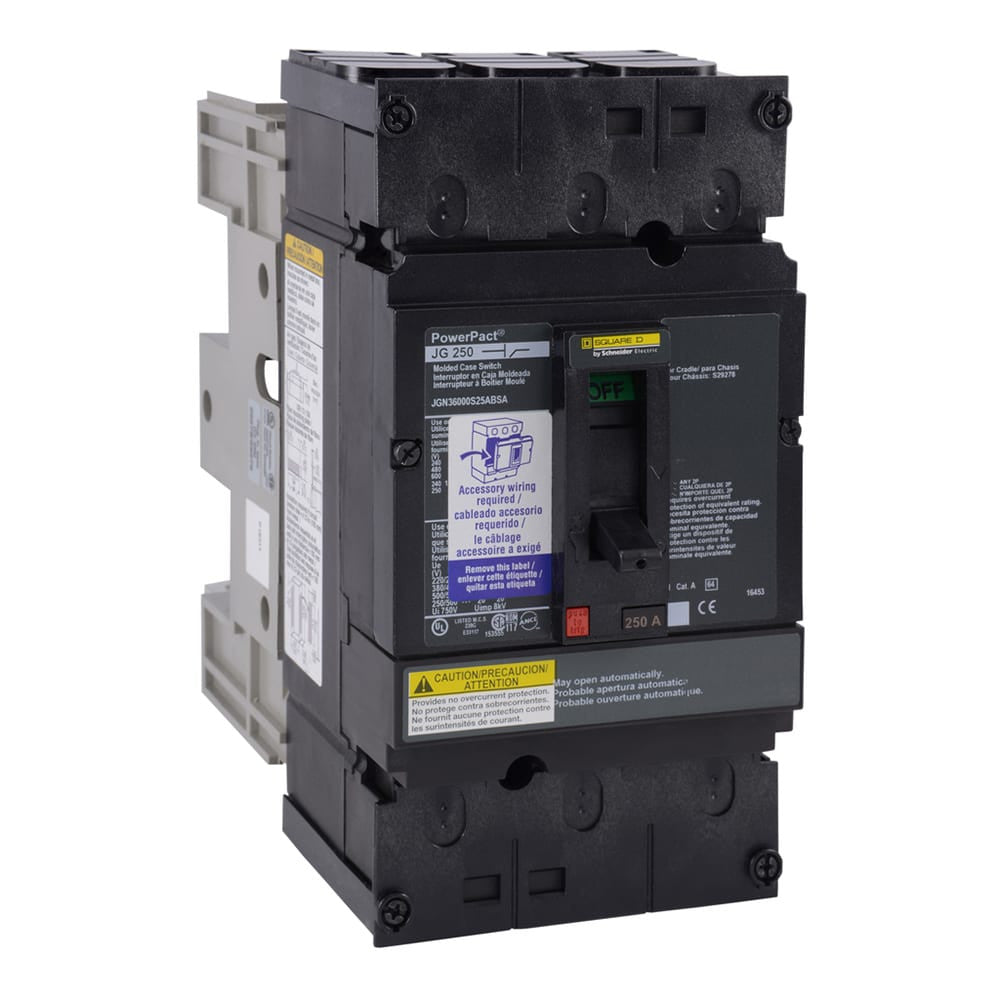 Magnetic Circuit Breaker, 3 Pole(s), 250A, 600VAC, Panel Mount - JGN36000S25